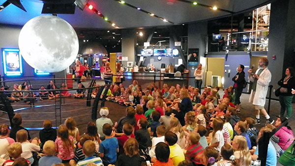 A class presentation with Clark Planetarium's Science on a Sphere.